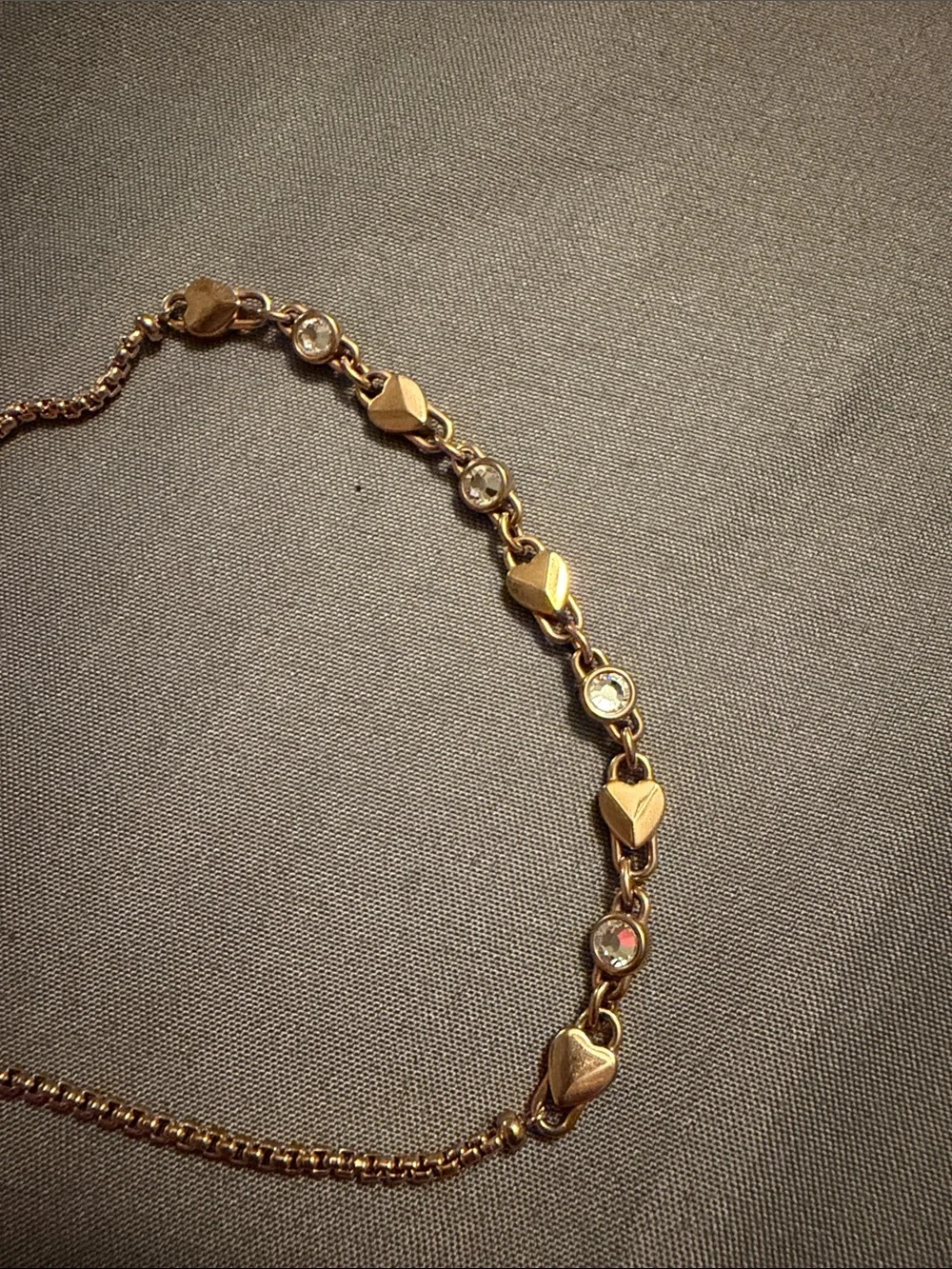 Michael Kors Rose Gold Chain Bracelet with Hearts and Crystal Studs